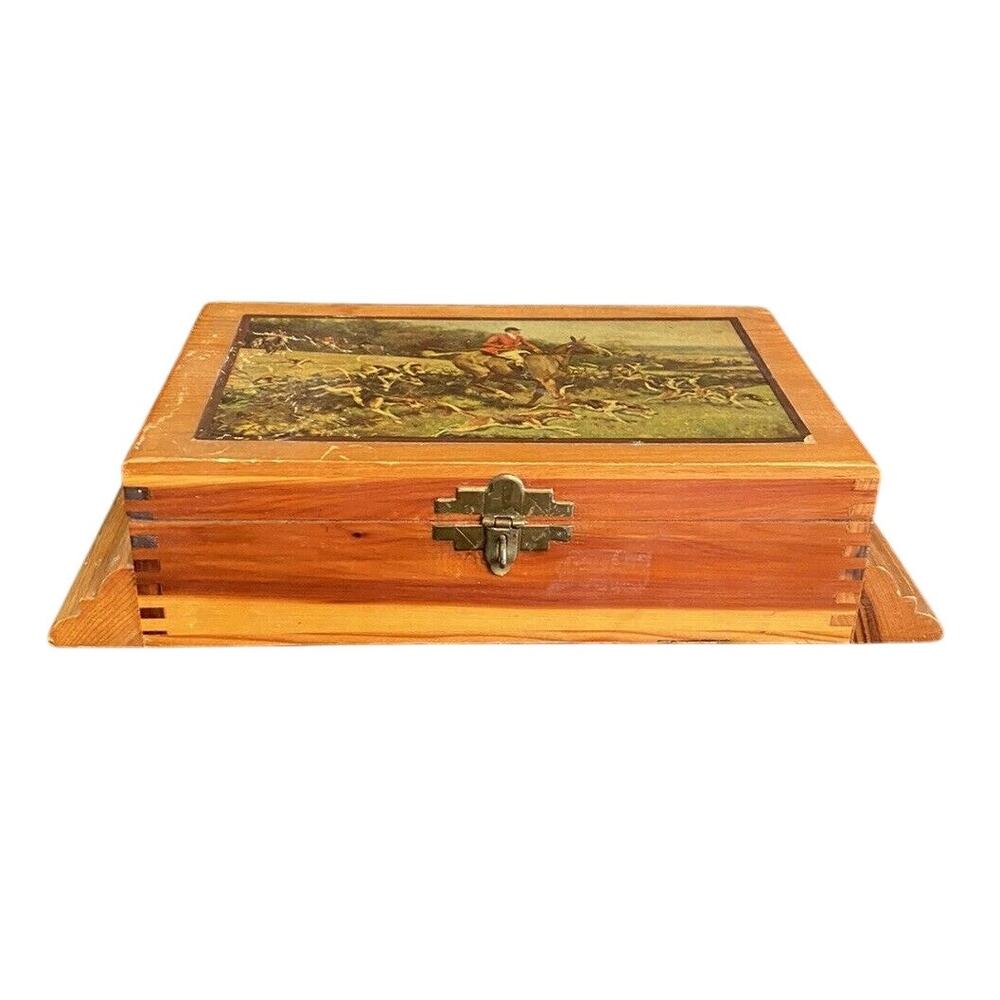 Vintage Art Deco Style Wood Trinket Jewelry Box